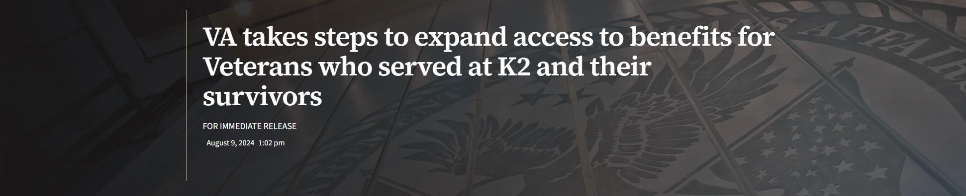 VA EXPANDS K2 CONDITIONS